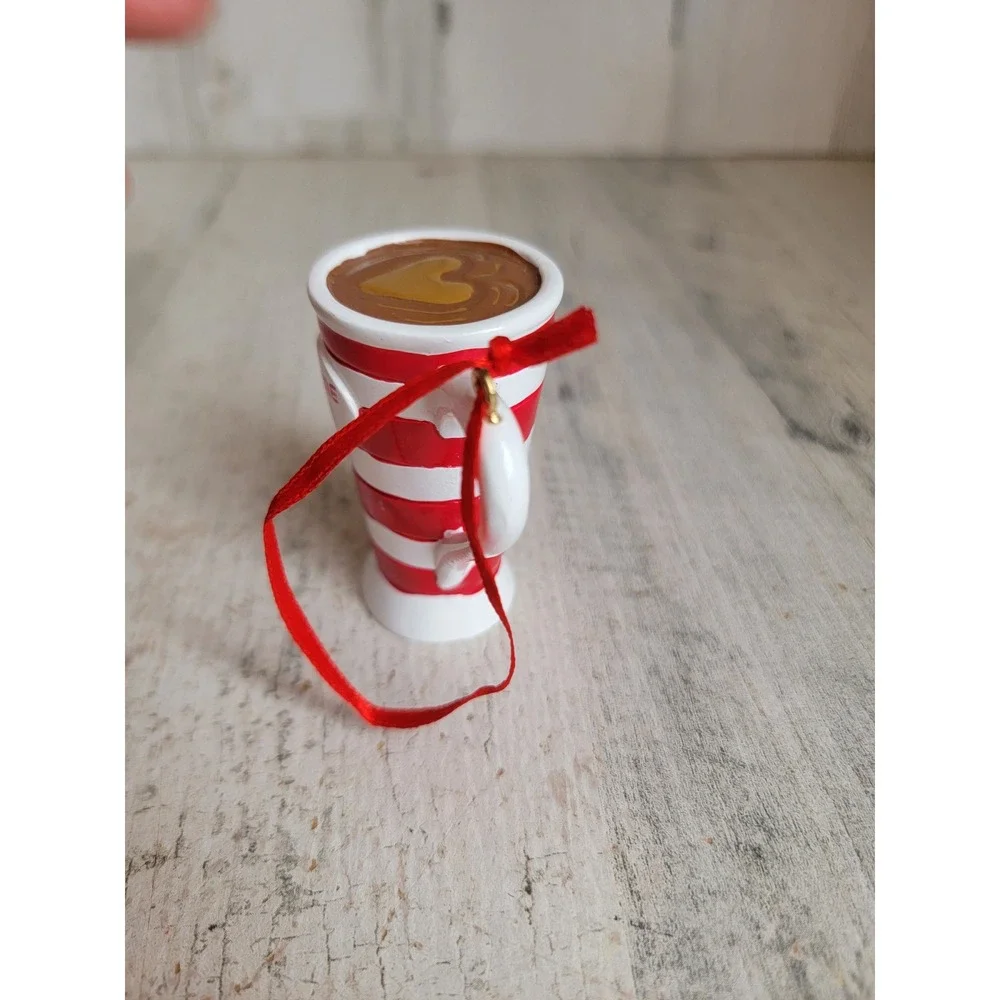 Hallmark supreme bean coffee mug ornament Xmas striped heart home